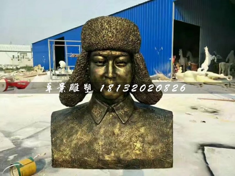 雷鋒胸像雕塑,玻璃鋼仿銅人物 (2)