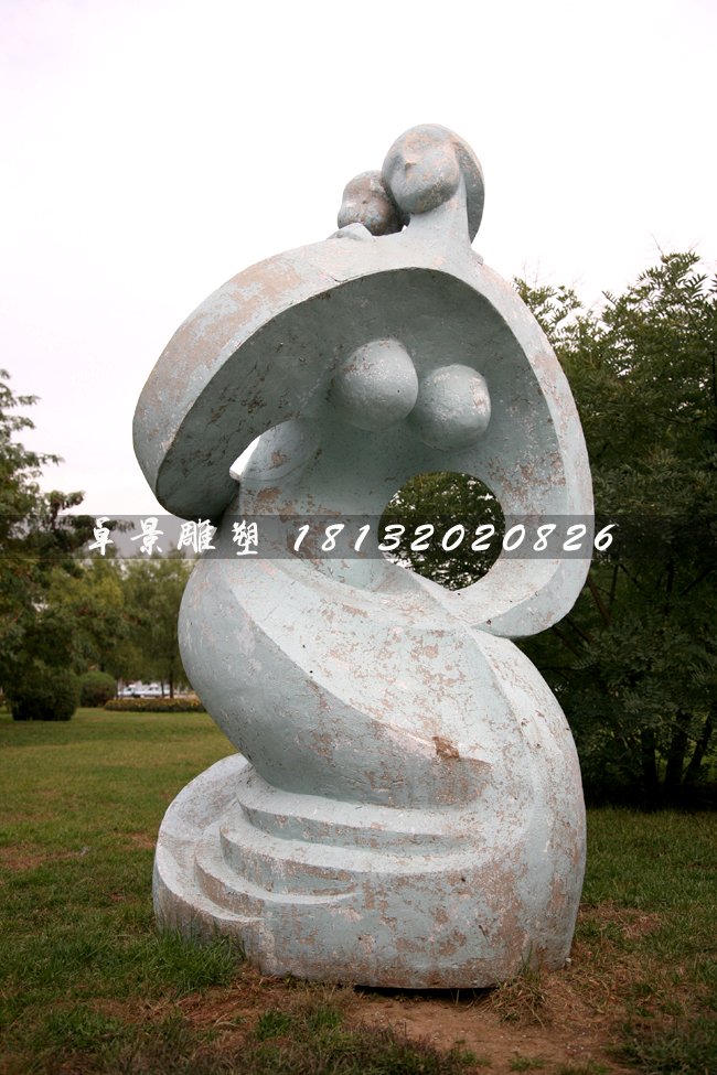 公園抽象人物石雕,母子情深石雕