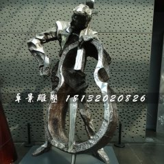 拉大提琴雕塑,不銹鋼景觀雕塑