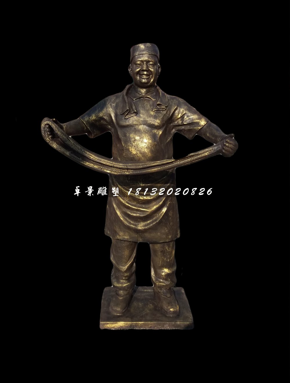 拉面雕塑,玻璃鋼仿銅人物雕塑 (2)