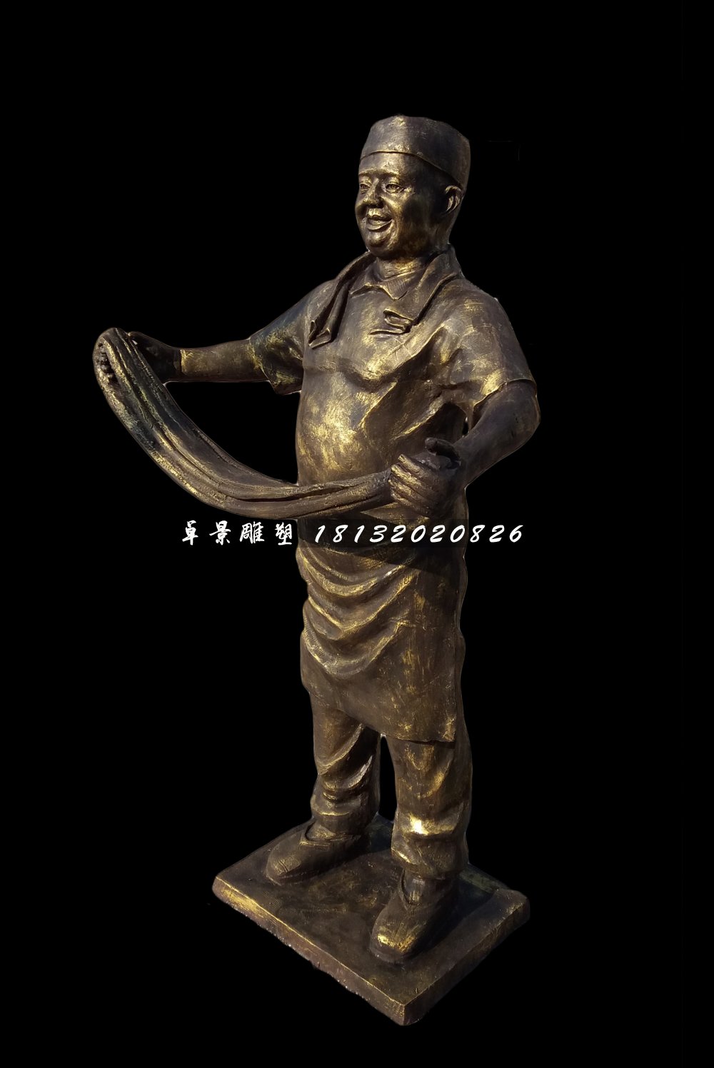 拉面雕塑,玻璃鋼仿銅人物雕塑 (3)