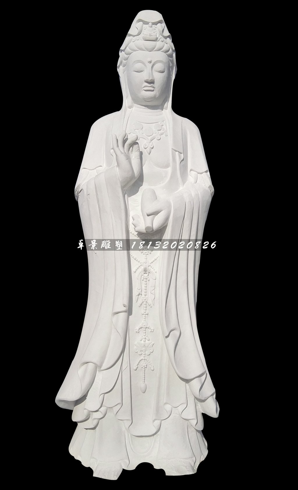 漢白玉觀世音雕塑,立式觀音雕像 (2)