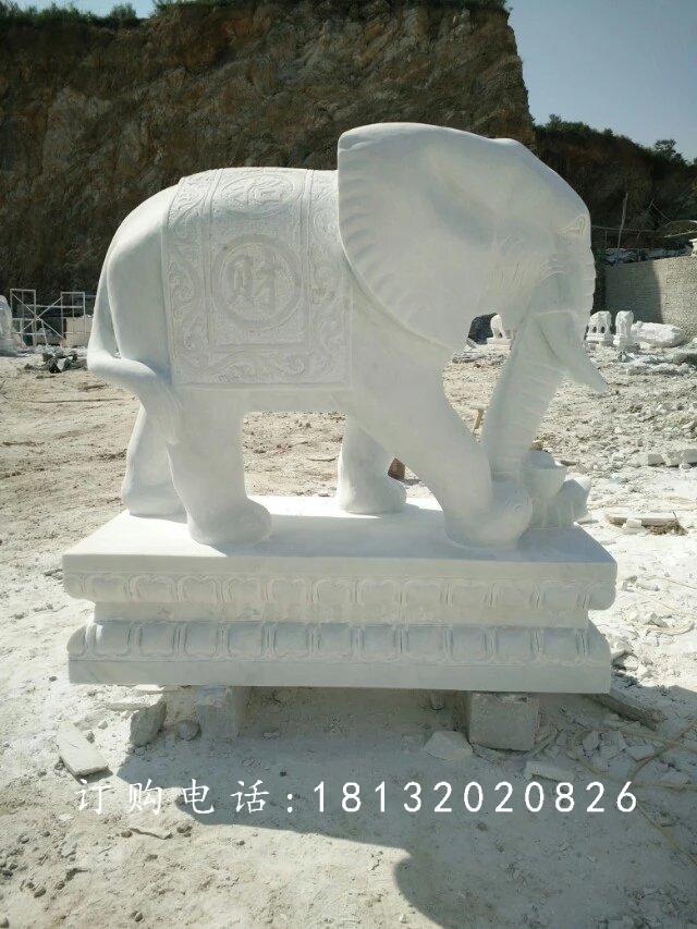 漢白玉大象石雕,吉祥如意大象 (2)