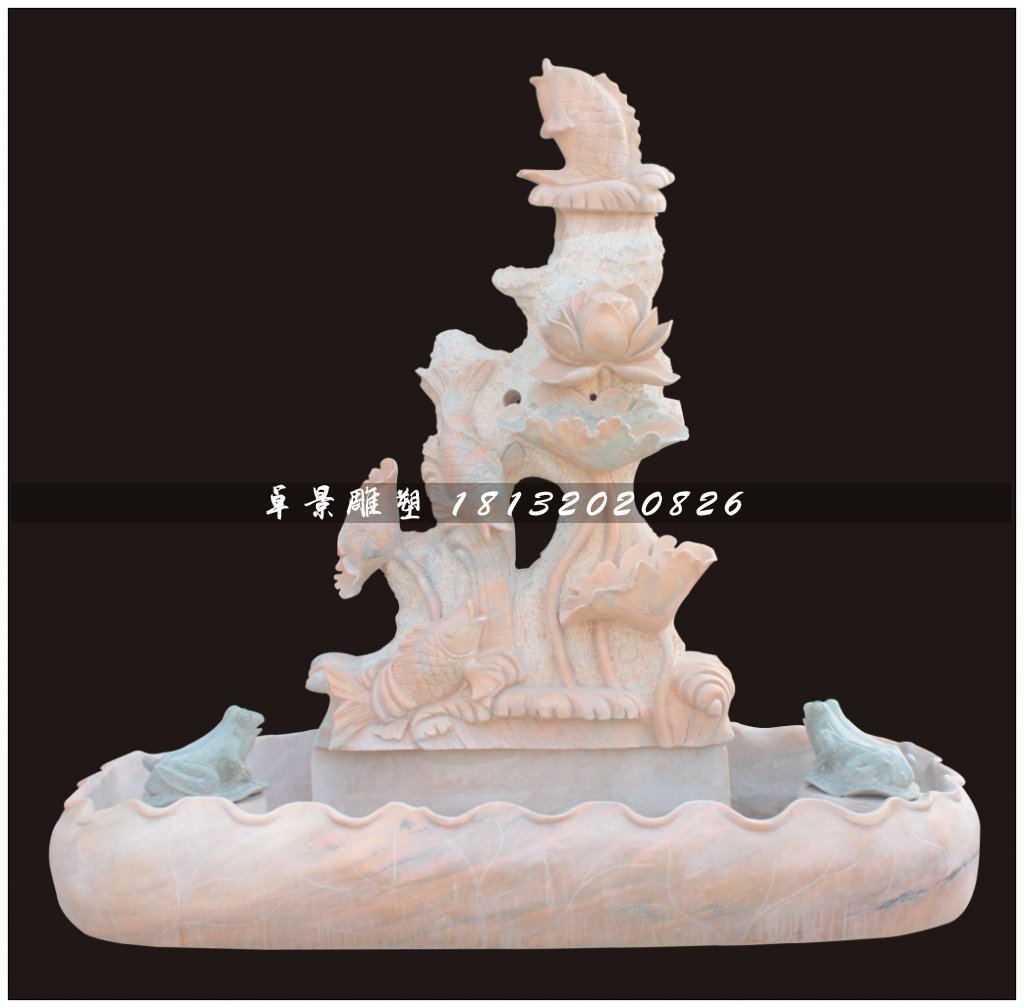石雕噴泉,連年有魚石雕噴泉