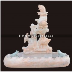 石雕噴泉,連年有魚石雕噴泉