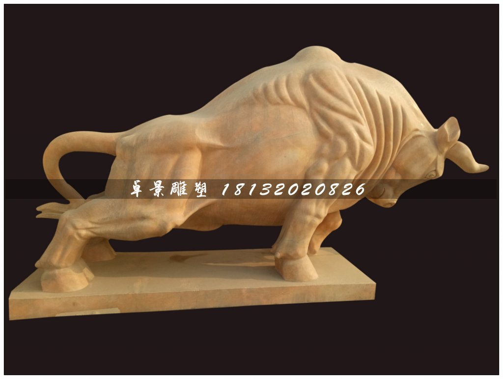 開荒牛石雕,晚霞紅石雕牛