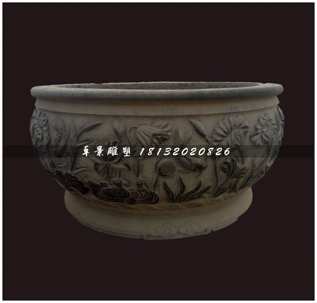 仿古水缸,青石水缸雕塑