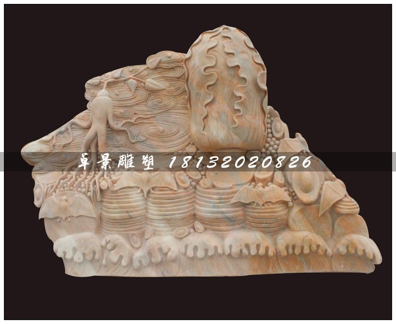 珍珠白菜石雕,招財白菜石雕
