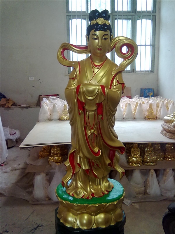 龍女雕塑,玻璃鋼仿銅神仙雕塑