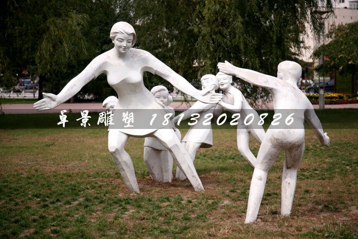 老鷹捉小雞石雕,公園小品石雕