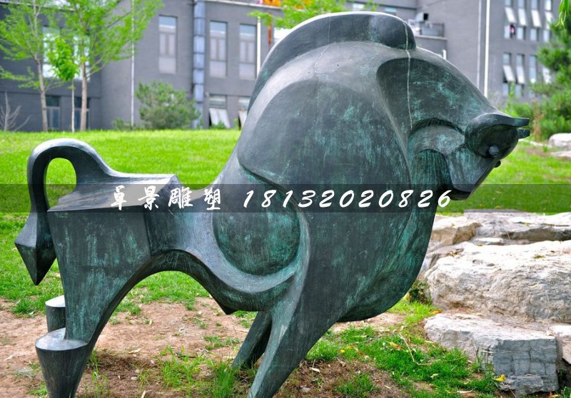 青銅牛,公園抽象動(dòng)物雕塑