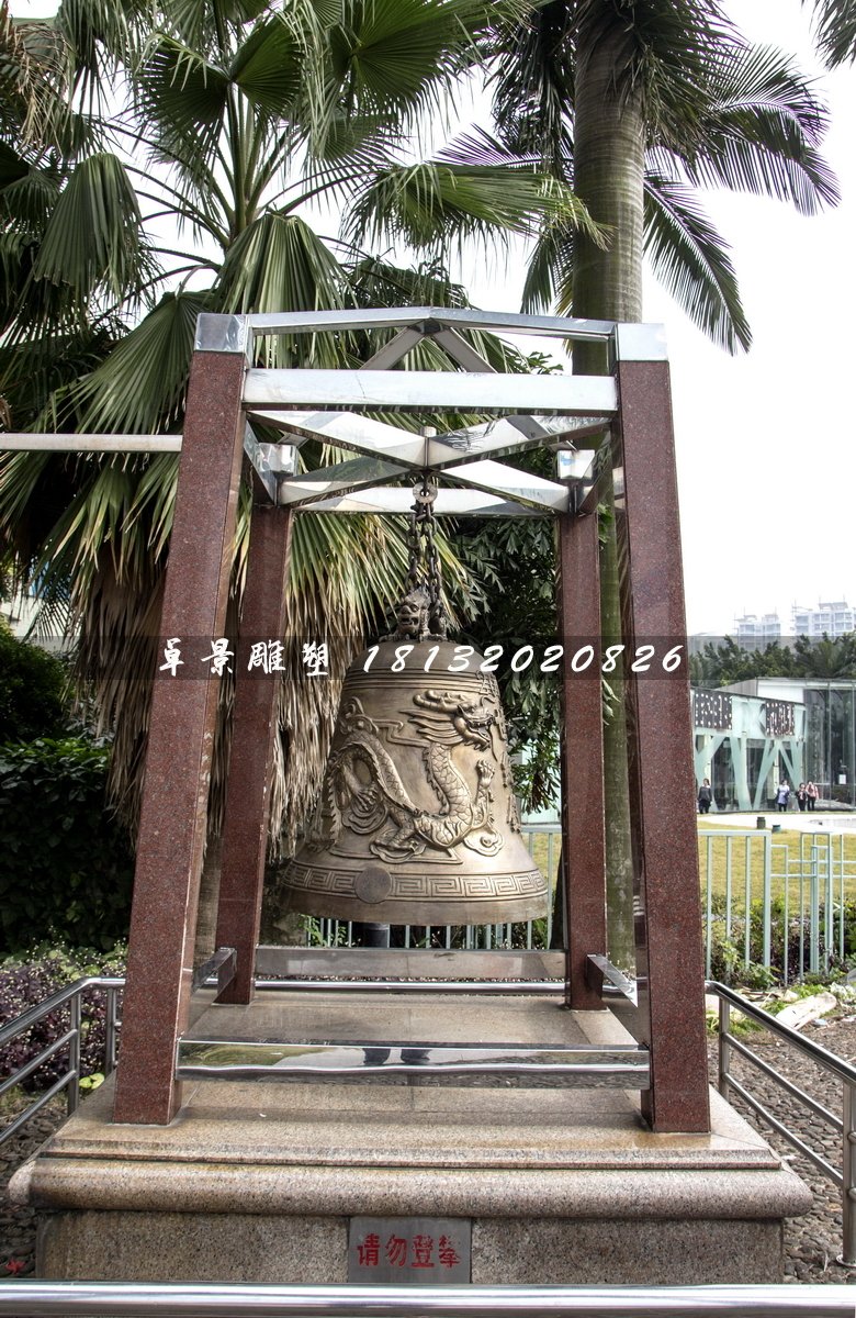 龍浮雕鐘雕塑,銅鐘雕塑
