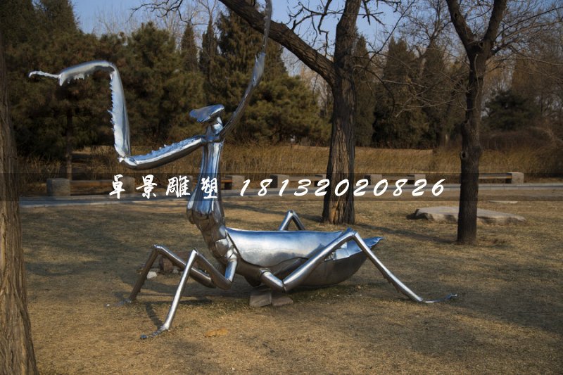 不銹鋼螳螂雕塑,昆蟲雕塑