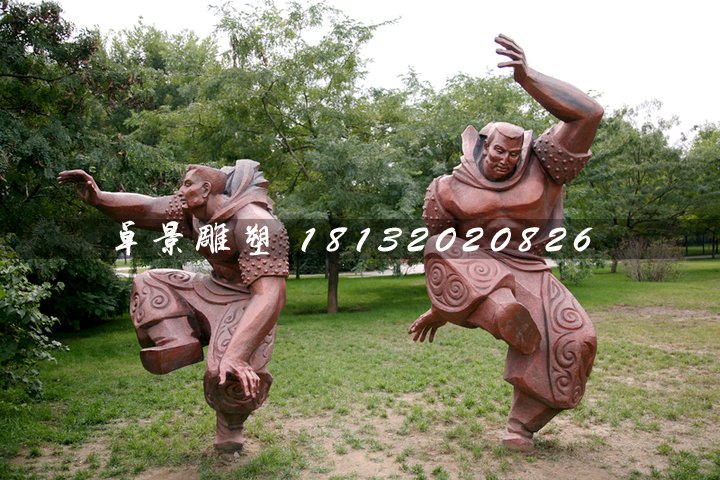 摔跤大漢銅雕,公園鍛銅人物雕塑