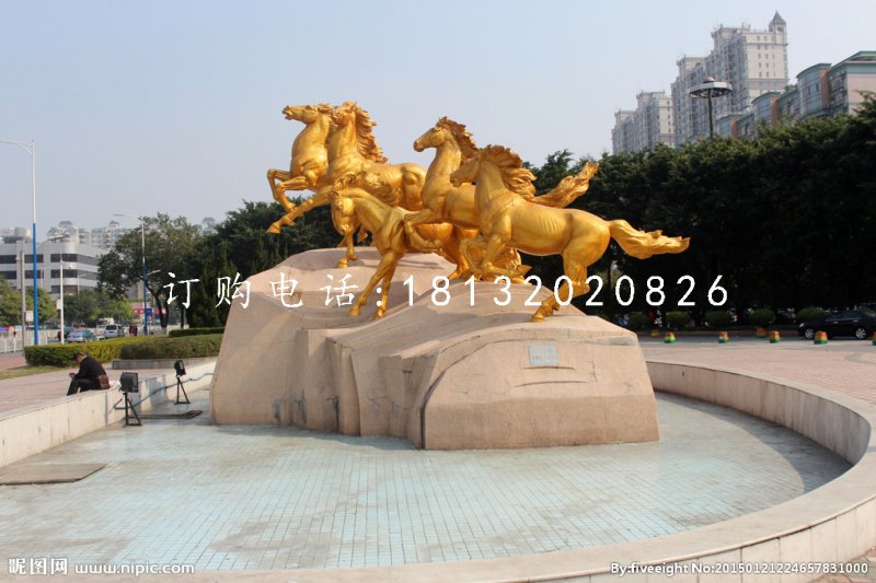 奔騰的馬銅雕,廣場銅馬雕塑 (1)