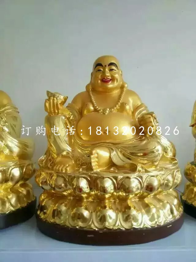 彌勒佛雕塑,玻璃鋼貼金佛像