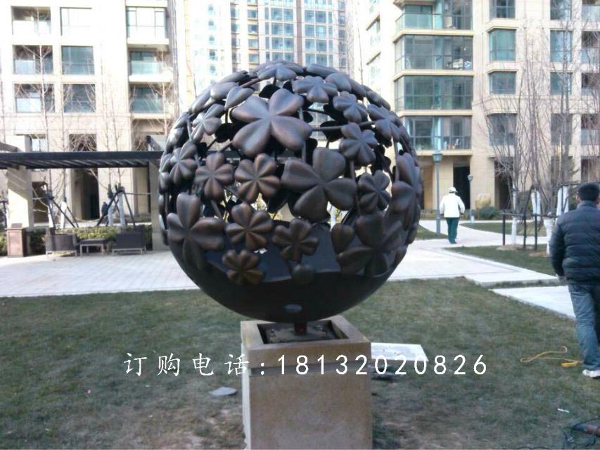 銅雕鏤空球雕塑,公園景觀雕塑
