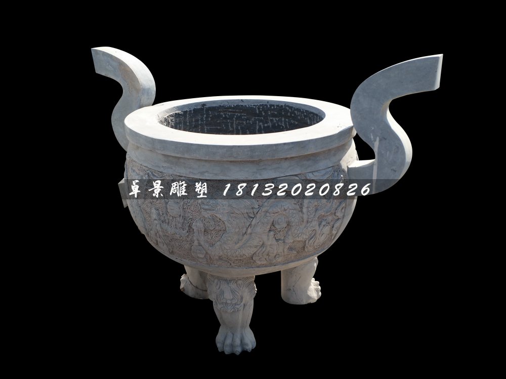 三足香爐,寺廟圓香爐石雕