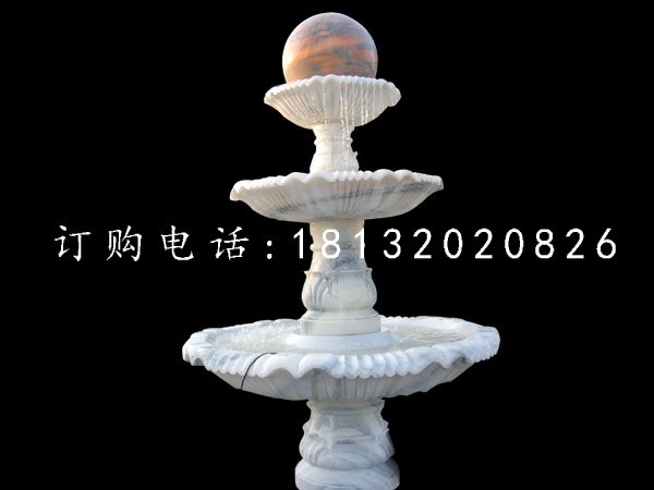 風水球噴泉雕塑草白玉噴泉石雕