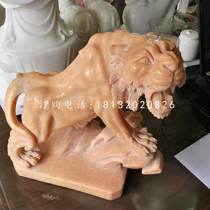 晚霞紅老虎石雕,動物石雕