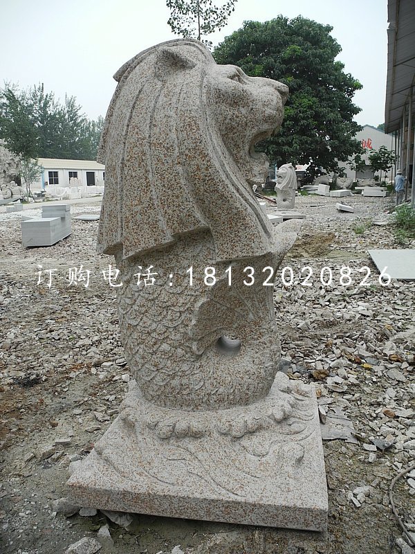 魚尾獅石雕,砂巖動(dòng)物雕塑