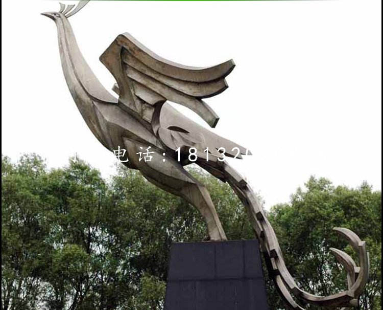不銹鋼鳳凰,公園抽象動物雕塑