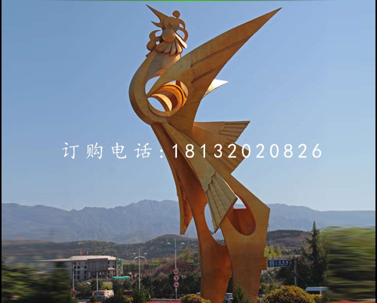 鳳凰雕塑,廣場不銹鋼雕塑