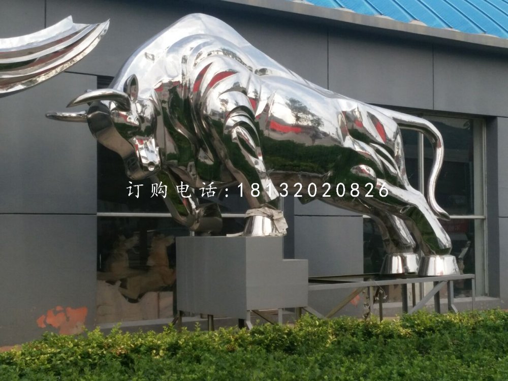 開荒牛雕塑,不銹鋼牛