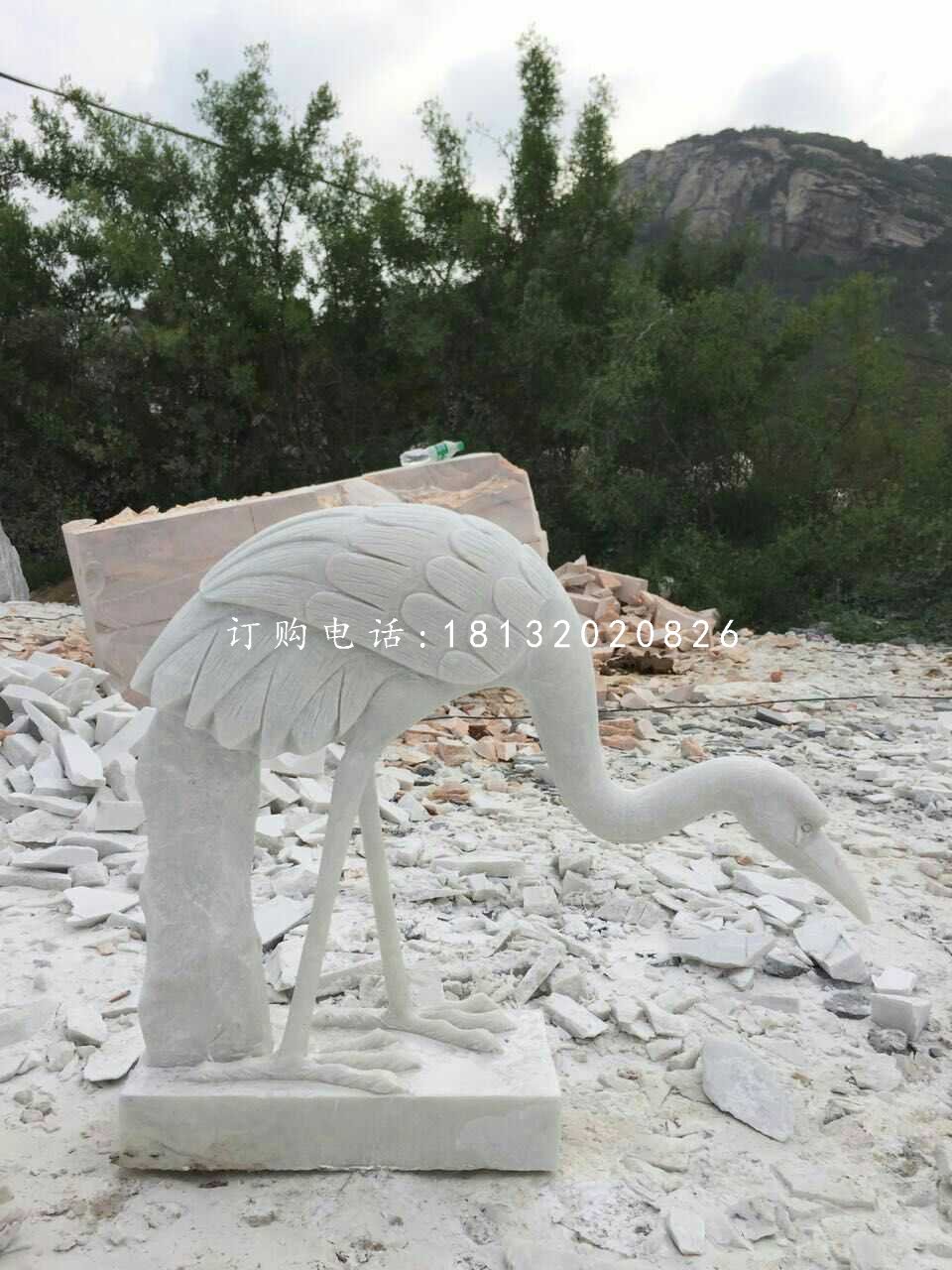 公園仙鶴石雕,漢白玉仙鶴