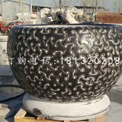 圓形水缸石雕,青石水缸