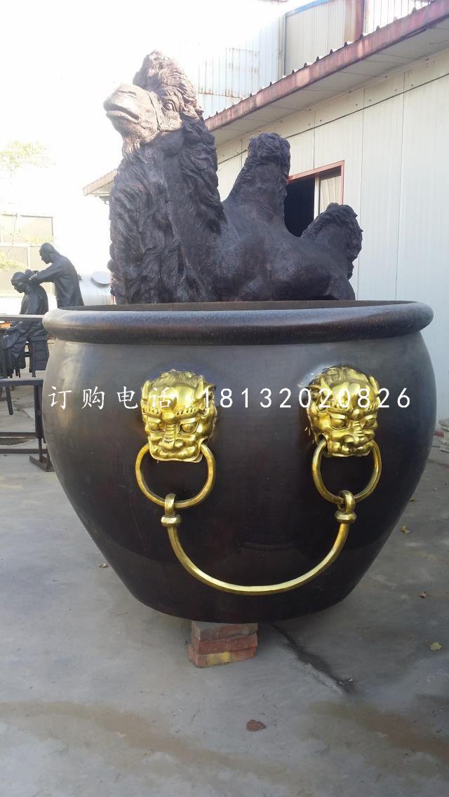 仿古銅水缸,廣場銅水缸雕塑