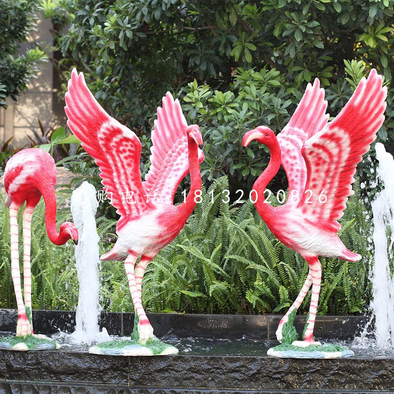 火烈鳥雕塑，玻璃鋼動物雕塑