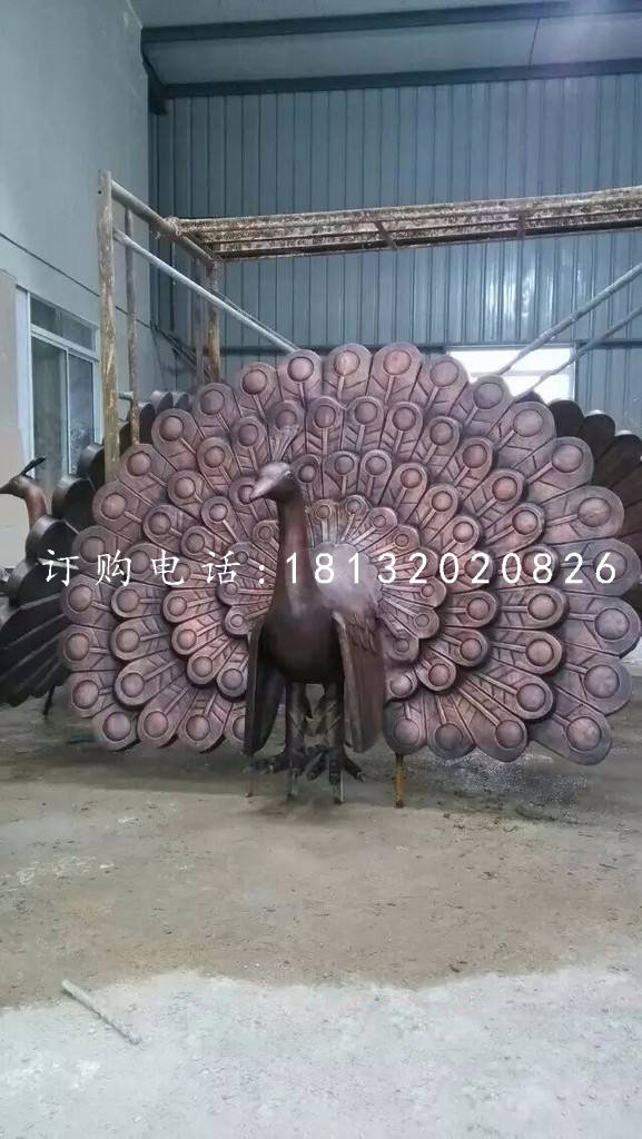孔雀開屏銅雕,公園動物銅雕