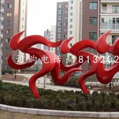 跑步雕塑，不銹鋼抽象人物