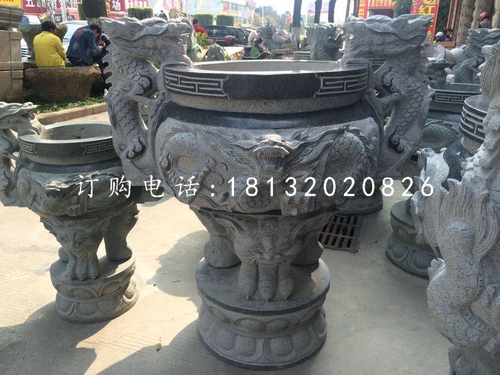 青石香爐,寺廟三足香爐