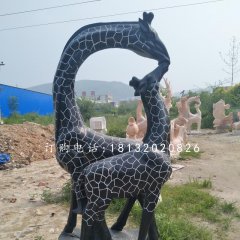 親嘴鹿石雕,青石動物雕塑