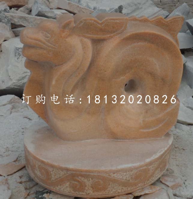十二生肖石雕,晚霞紅抽象動物 (2)