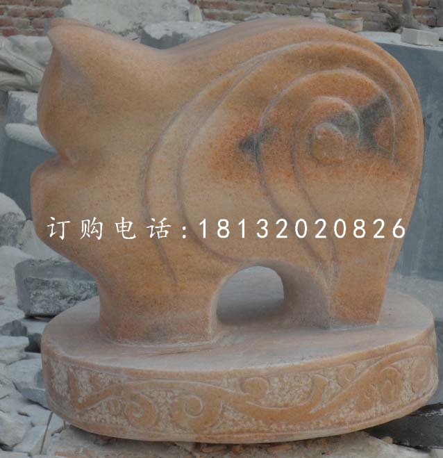 十二生肖石雕,晚霞紅抽象動物 (3)