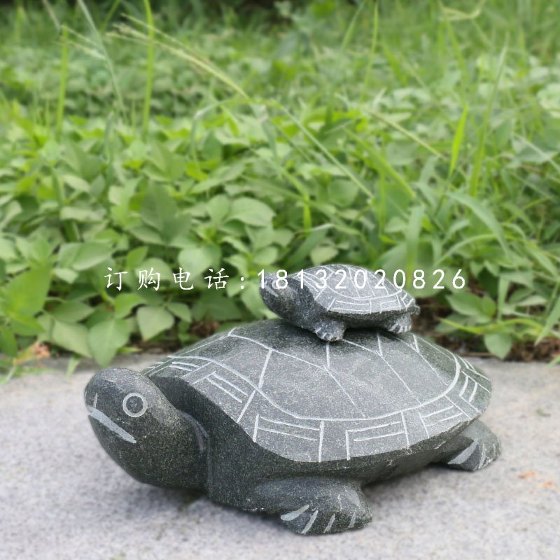 母子烏龜石雕,公園動物石雕
