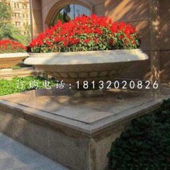 石雕花缽,小區(qū)花盆石雕
