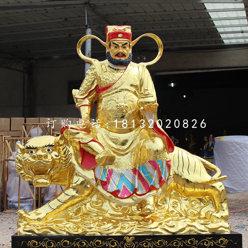 貼金武財神,玻璃鋼趙公明雕塑