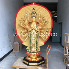 貼金千手觀音,玻璃鋼立式佛像