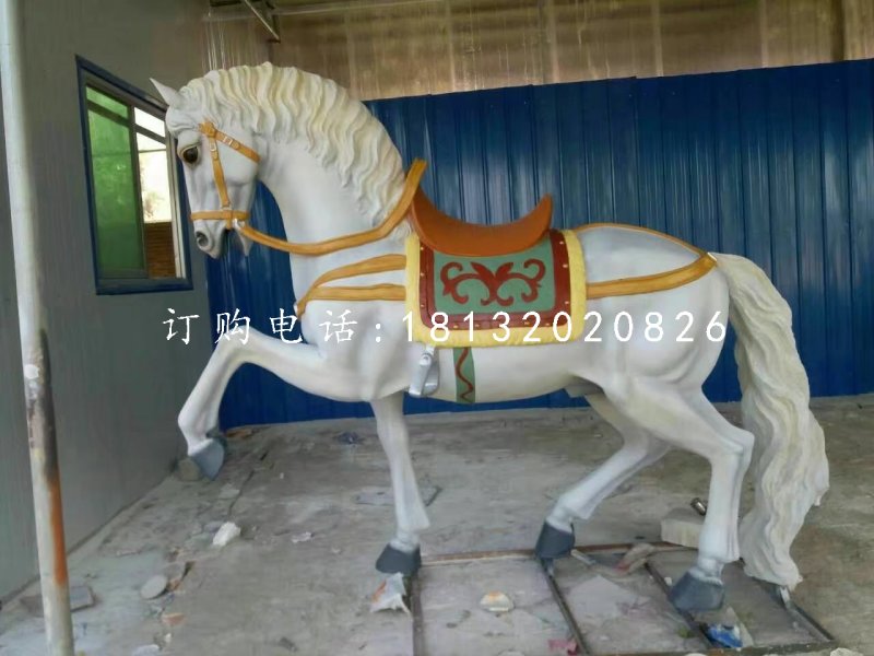 白馬坐騎雕塑,玻璃鋼動(dòng)物雕塑 (2)