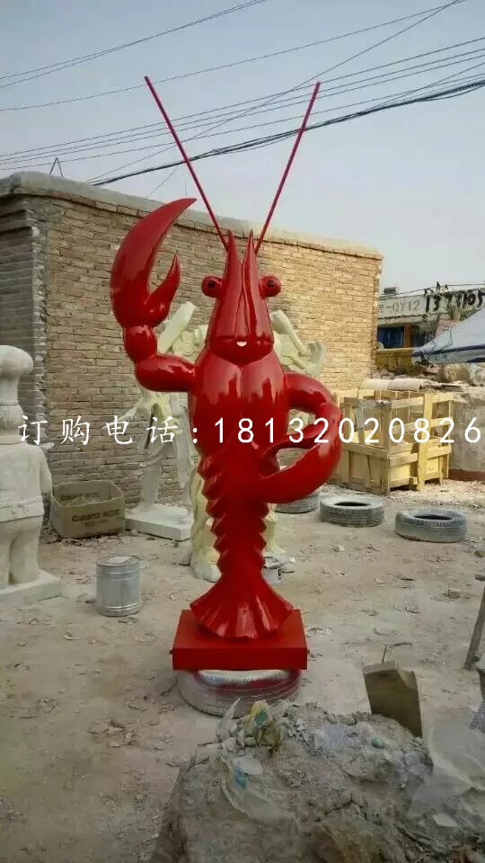玻璃鋼飯店門口雕塑,大蝦雕塑