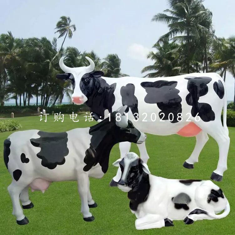 玻璃鋼奶牛雕塑,仿真動物雕塑 (2)