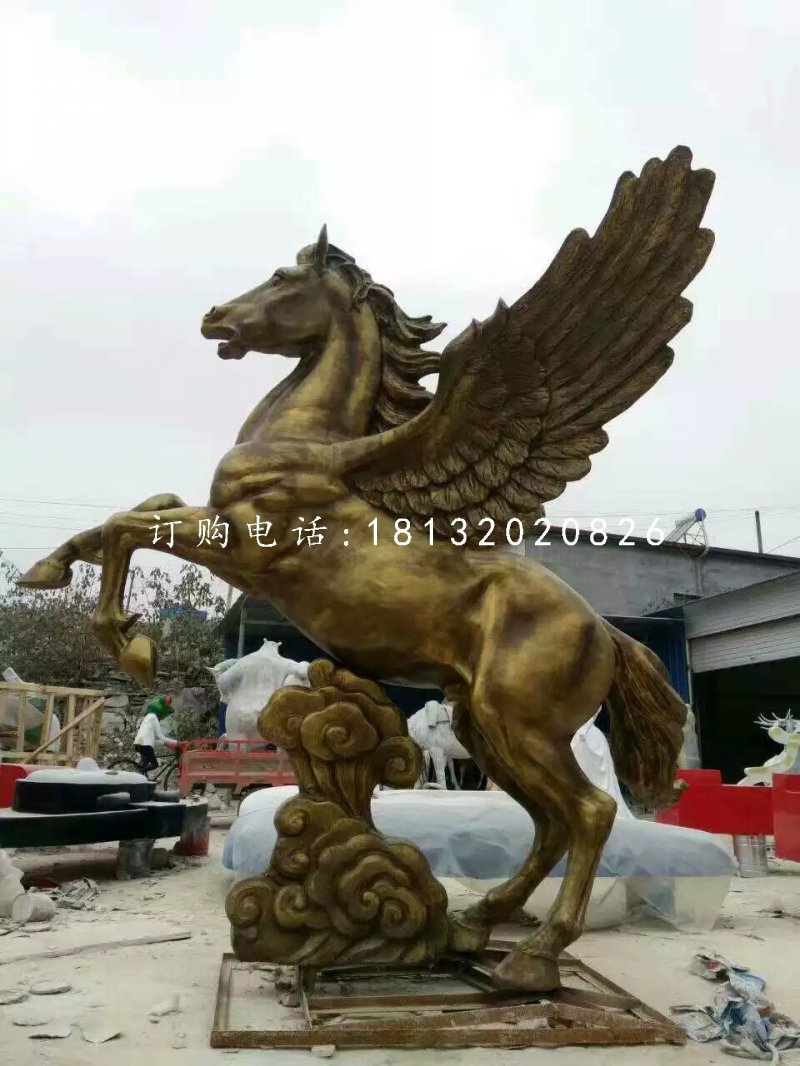 馬踏祥云雕塑,玻璃鋼仿銅飛馬 (1)