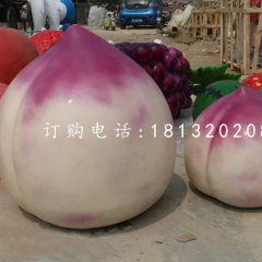 玻璃桃子雕塑，仿真水果