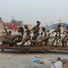 拔蘿卜雕塑，玻璃鋼仿銅小品雕塑