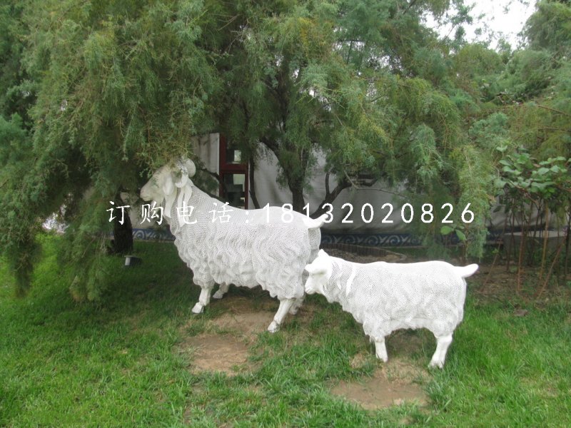 白山羊雕塑,不銹鋼動物雕塑