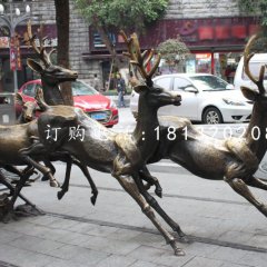 奔跑的鹿銅雕，動物銅雕